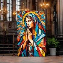 Quadro Decorativo Religioso Maria Sagrada Geométrico - 90x60 cm
