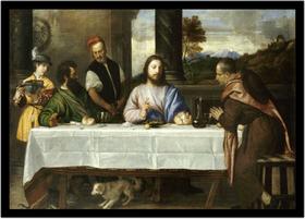 Quadro Decorativo Religioso Representação Da Pintura A Ceia Em Emaús Com Moldura RC016 Quadro Decorativo Religioso Representação Da Pintura A Ceia Em Emaús Com Moldura RC016