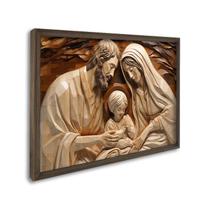 Quadro Decorativo Religioso Sagrada Família com 1 Tela Cm ou Cm de Parede para Sala Quarto Hall 60cm Com Vidro