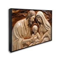 Quadro Decorativo Religioso Sagrada Família com 1 Tela Cm ou Cm de Parede para Sala Quarto Hall 60cm Preto