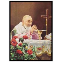 Quadro Decorativo Religioso São Padre Pio de Pietrelcina 30x42cm com moldura e vidro