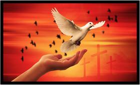 Quadro Decorativo Religiosos Evangélicos Espiritualidade Pomba Cruz Paz Com Moldura RC006