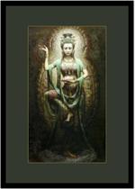 Quadro Decorativo Religiosos Kuan Yin Budismo Fundo Verde Militar Com Moldura RC109 - Vital Printer