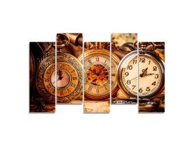 Quadro Decorativo Relogio De Bolso Antigo - 5 Peças Quadro Decorativo Relogio De Bolso Antigo - 5 Peças