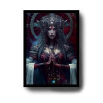 Quadro Decorativo Representação da Suma Sacerdotisa do Tarot criado por Inteligência Artificial com Moldura E Acetato Tamanho A3