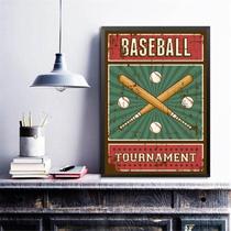Quadro Decorativo Retrô Baseball 45X34Cm - Com Vidro