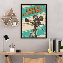 Quadro Decorativo Retrô Cinema Câmera 34X23Cm Moldura Branca Quadro Decorativo Retrô Cinema Câmera 34X23Cm Moldura Branca