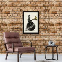 Quadro Decorativo Retrô Músico Bicicleta Antiga 45x34cm