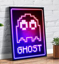 Quadro Decorativo Retro Neon Fantasmas Pacman Jogo