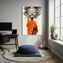 Quadro Decorativo Rezando Para Buda 70x50cm Mold Branca Quadro Decorativo Rezando Para Buda 70x50cm Mold Branca