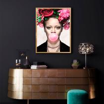 Quadro Decorativo Rihanna Flowers com Moldura Mel
