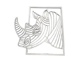Quadro Decorativo Rinoceronte 30x30 cm Branco Quadro Decorativo Rinoceronte 30x30 cm Branco