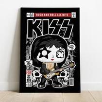 Quadro Decorativo Rock Kiss - Homenagem aos Ícones do Rock em MDF 20x28,5 cm