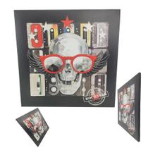 Quadro Decorativo Rockstar Caveira Banda Musica Rock 50x50 Casa Quarto Sala Parede Moldura Decoraçao