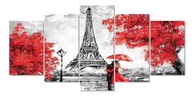 Quadro Decorativo Romântico Casal Em Paris Kyme 5 Peças