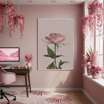 Quadro Decorativo Rosa Clássica 70x50cm Mold Branca