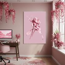 Quadro Decorativo Rosa Pálida 70x50cm Mold Preta