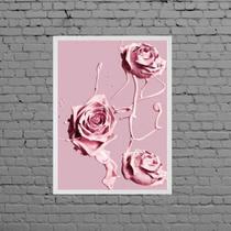 Quadro Decorativo Rosas De Tinta Rosa 33x24cm Quadro Decorativo Rosas De Tinta Rosa 33x24cm