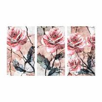 Quadro Decorativo Rosas Flores Primavera Rústico Vintage