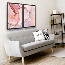 Quadro Decorativo Rosê Marmorizado Grande Moldura Luxo Quadro Decorativo Rosê Marmorizado Grande Moldura Luxo