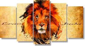 Quadro Decorativo Rosto Animais Felino O Leão De Judá - Quadros Wa