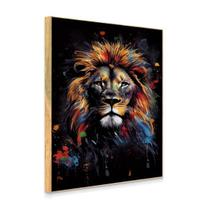 Quadro Decorativo Rosto Artístico de Leão Toque Elegante e Natural para sua Decoração