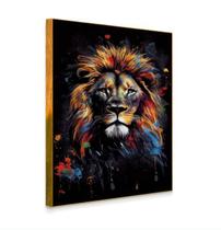 Quadro Decorativo Rosto Artístico de Leão Toque Elegante e Natural para sua Decoração