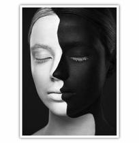 Quadro Decorativo Rosto Preto Branco 90x60 Sala Quarto Hall