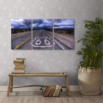 Quadro Decorativo Route 66 Estrada Em Tecido 3 Peças Quadro Decorativo Route 66 Estrada Em Tecido 3 Peças
