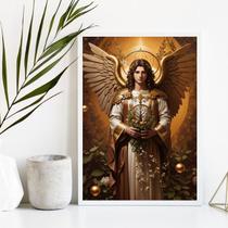 Quadro Decorativo Sacro Arcanjo Uriel 45x34cm - com vidro