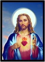 Quadro Decorativo Sagrado Coração De Jesus Com Moldura G01