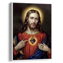 Quadro decorativo Sagrado Coração de Jesus Pintura Realista - Art Canvas Quadro decorativo Sagrado Coração de Jesus Pintura Realista - Art Canvas
