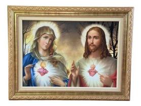 Quadro Decorativo Sagrado Coração Jesus E Maria 66x76cm Quadro Decorativo Sagrado Coração Jesus E Maria 66x76cm