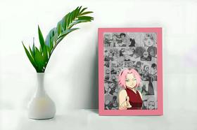 Quadro Decorativo Sakura Haruno C/ Moldura e Vidro 33x25 cm