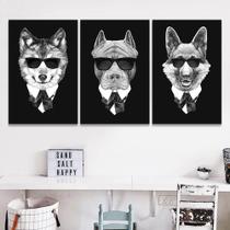 Quadro Decorativo Sala 120x60 cm Husky Pitbull Pastor Alemão Quadro Decorativo Sala 120x60 cm Husky Pitbull Pastor Alemão