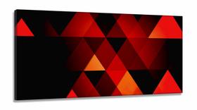 Quadro Decorativo Sala Abstrato Geométrico Vermelho em Tecido Canvas