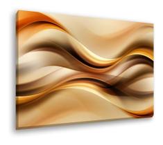 Quadro Decorativo Sala Abstrato Ondas Laranja Tom Quente Tecido Canvas