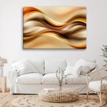 Quadro Decorativo Sala Abstrato Ondas Laranja Tom Quente Tecido Canvas