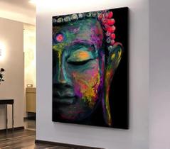 Quadro Decorativo Sala Buda Yoga Colorido Tecido Canvas