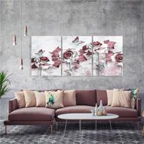 Quadro Decorativo Sala Flores Borboletas Midiapoparte 45x60