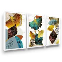 Quadro Decorativo Sala Folhagens Flores Tons Amarelo Quadro Decorativo Sala Folhagens Flores Tons Amarelo