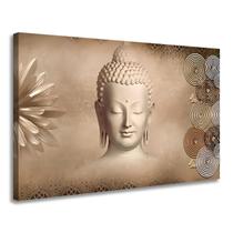 Quadro Decorativo Sala Grande Buda Dourado Paz Meditação Tela Tecido Canva 60x90cm Borda infinita