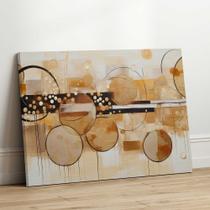 Quadro Decorativo Sala Jantar Quarto Abstrato Pintura Arte Marrom Bege Creme Grande Escritório Hall