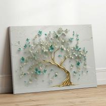 Quadro Decorativo Sala Jantar Quarto Arvore Azul Verde Arte Grande Escritório Hall Quadro Decorativo Sala Jantar Quarto Arvore Azul Verde Arte Grande Escritório Hall