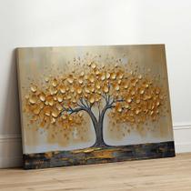 Quadro Decorativo Sala Jantar Quarto Arvore Dourada Pintural Grande Escritório Hall