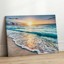 Quadro Decorativo Sala Jantar Quarto Ondas Praia Mar Por do Sol Paisagem Grande Escritório Hall