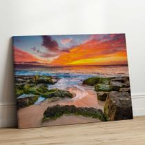 Quadro Decorativo Sala Jantar Quarto Paisagem Praia Por do Sol Mar Grande Escritório Hall