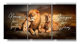 Quadro Decorativo Sala Leão Nunca Foi Sorte Sempre Foi Deus