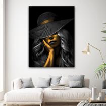 Quadro Decorativo Sala Mulher Pintura Tons Gold 40x60