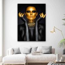 Quadro Decorativo Sala Mulher Rosto Dourado Elegante 130x90